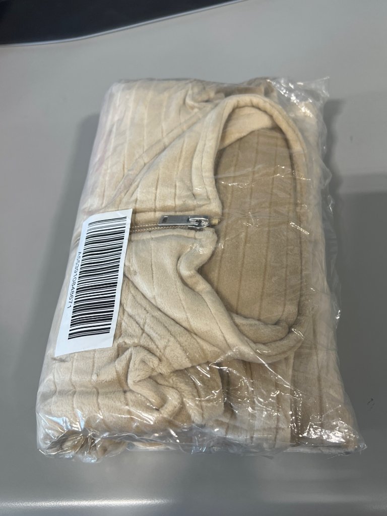 Denim And Co Pullover Size Xs Comfort Zone Textured Velour Half Zip Oat Milk New — image 2 of 6